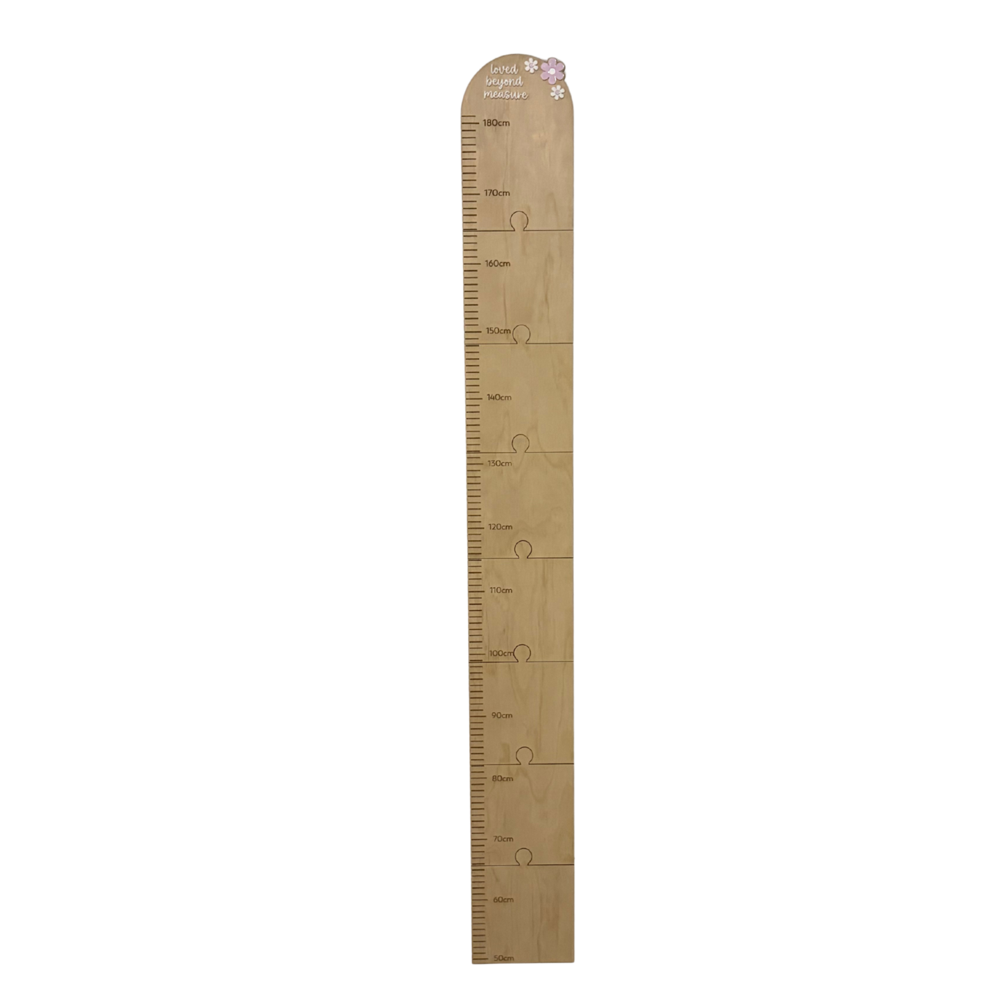 Personalisable Plywood Growth Chart – Daisy “Loved Beyond Measure” (50–180cm)