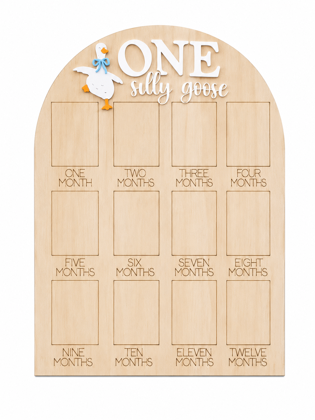 Personalised Silly Goose First Year Photo Board | Wooden Baby Milestone Memory Board | Australian Made
