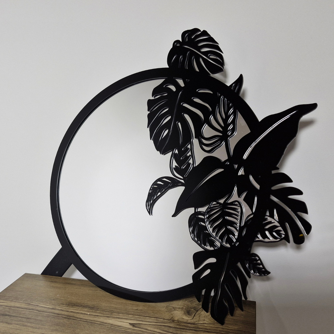 Jungle Leaf Acrylic Mirror – Circular Wall Art