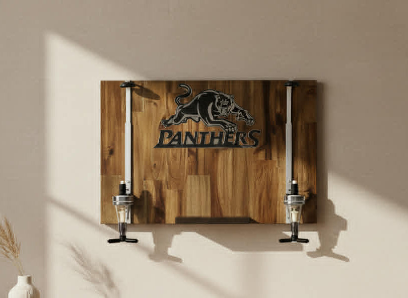 Wall Mounted Spirit Dispenser – Penrith Team | Double Bottle Bar Display (600mm x 400mm)
