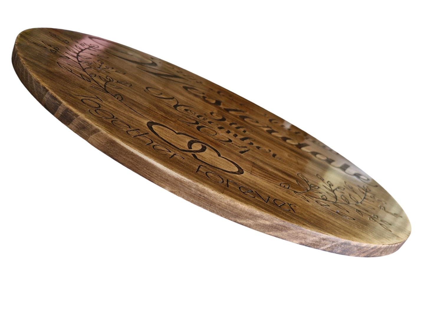 Engraved Timber Wedding Round – Personalised Wooden Name Sign