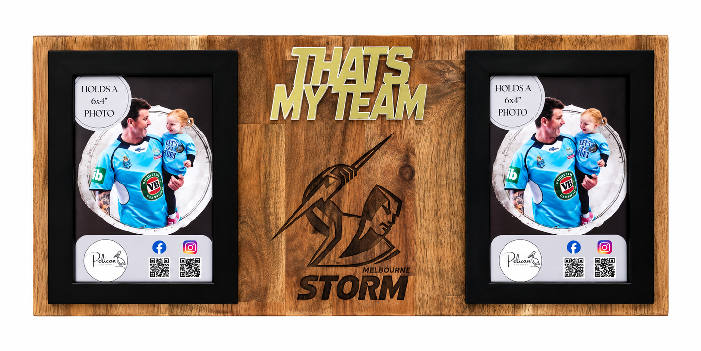 Melbourne That’s My Team Footy Photo Board | Timber 6x4 Photo Frame | Rugby League Supporter Gift