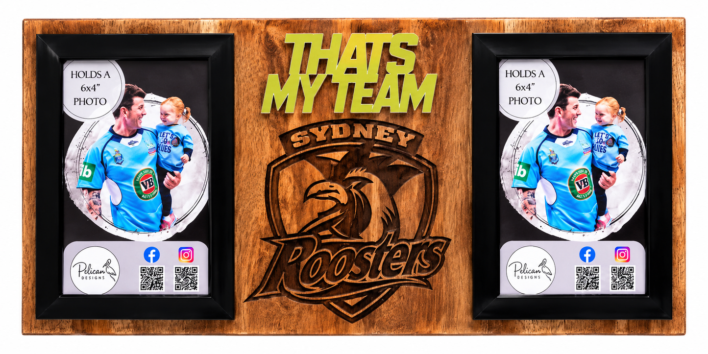 Sydney That’s My Team Footy Photo Board | Timber 6x4 Photo Frame | Rugby League Supporter Gift