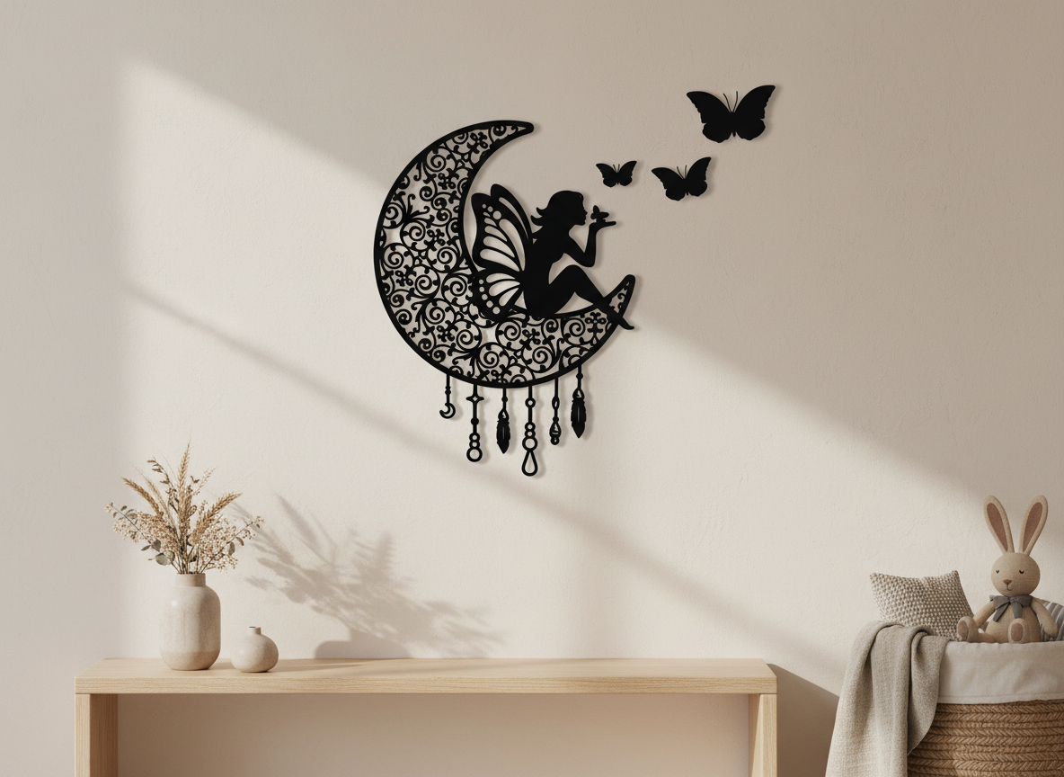 Butterfly Kisses acrylic wall art lifestyle shot in nursery setting