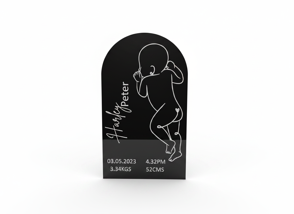 Acrylic 1:1 Scale Baby Birth Plaque