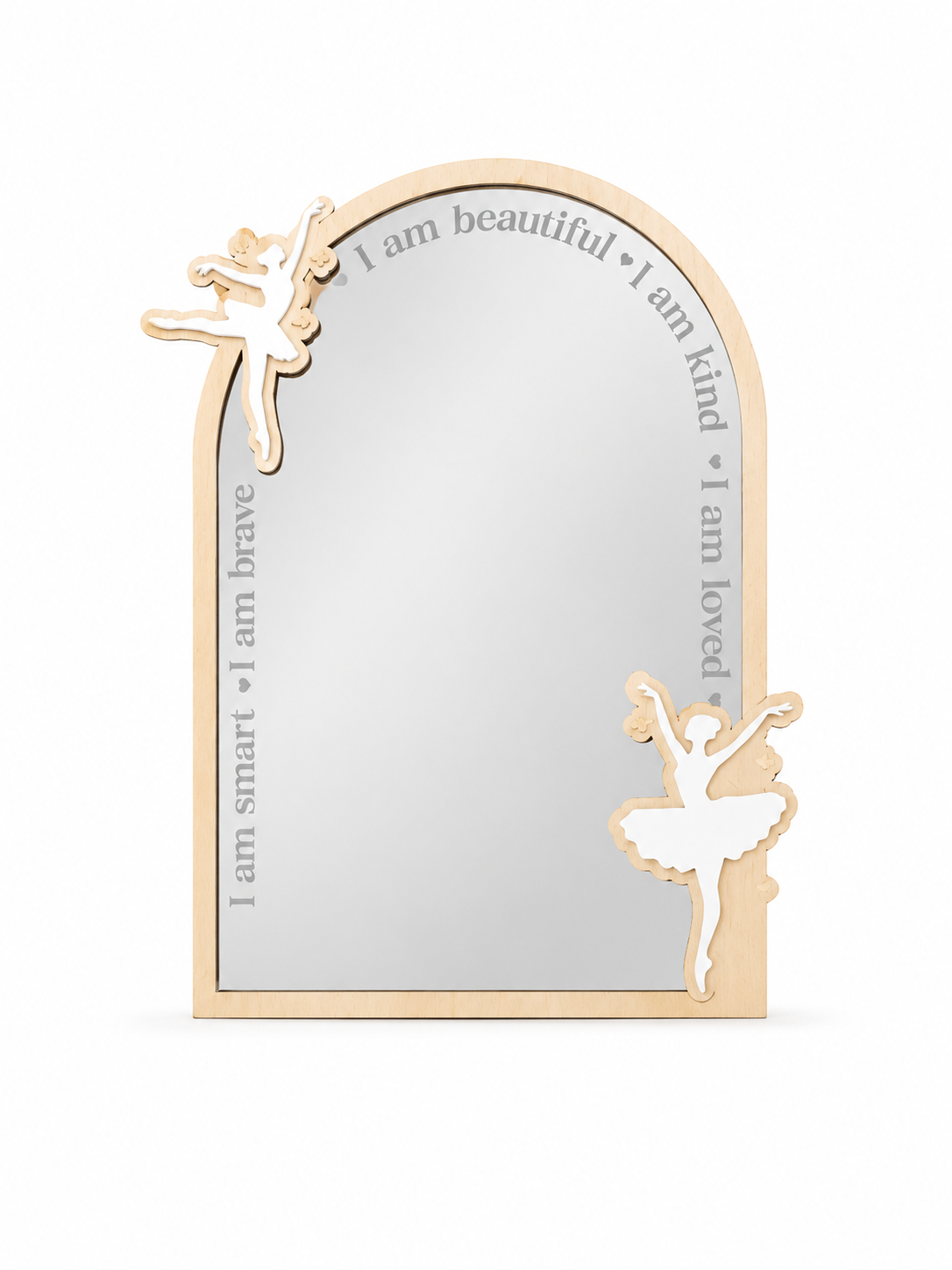 Kids acrylic affirmation mirror with layered ballerina design