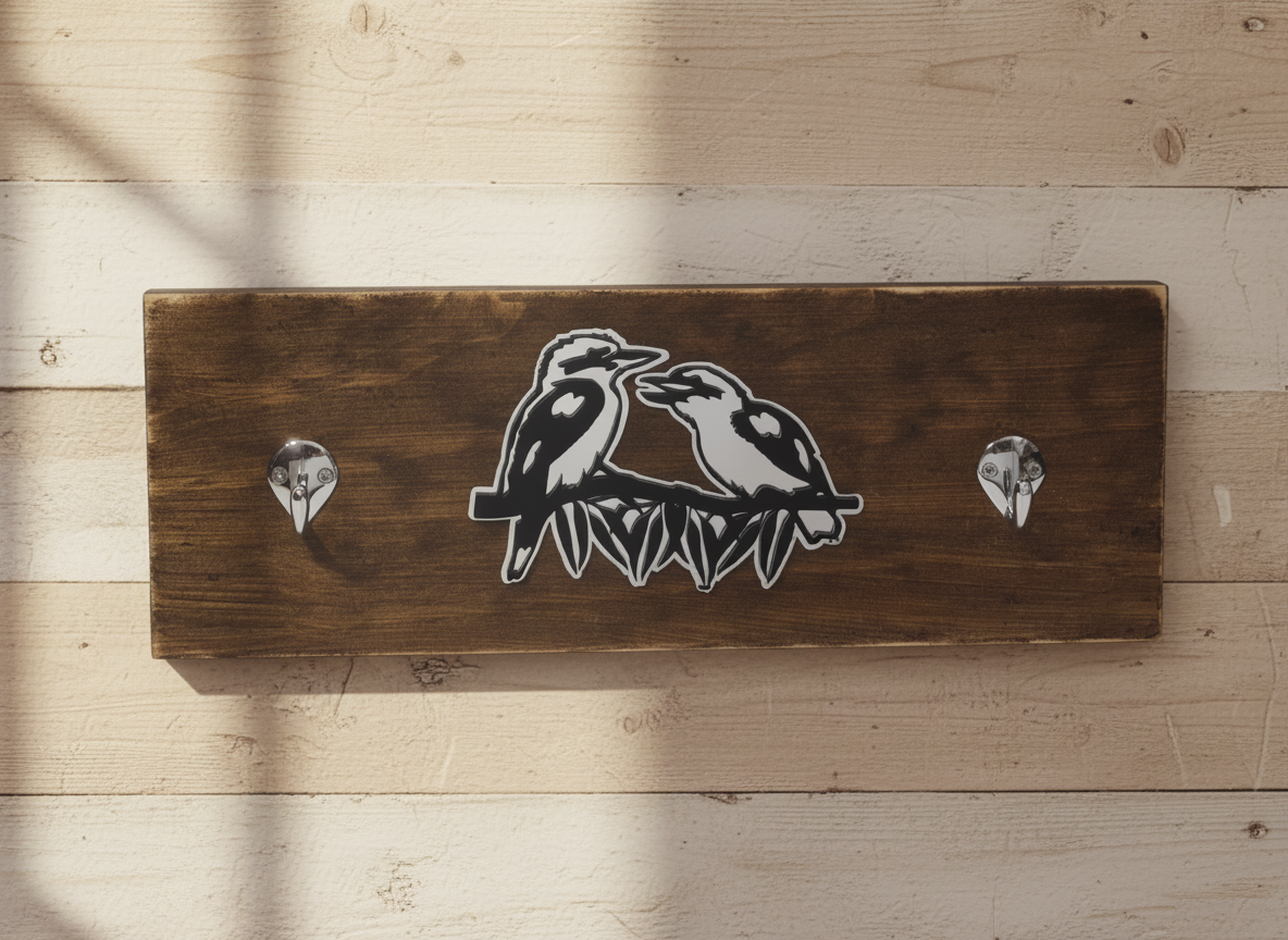 Mirror Hanging Board with Hooks – Kookaburra | Handmade Timber
