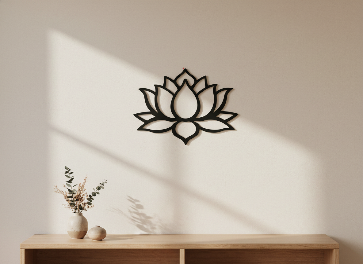 Lotus Flower Acrylic Wall Art (Custom Sizes) | Minimalist Black Wall Decor