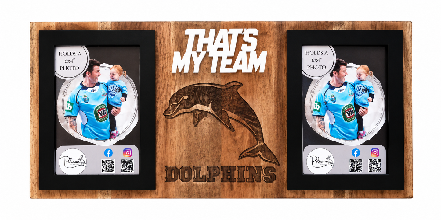 Redcliffe That’s My Team Footy Photo Board | Timber 6x4 Photo Frame | Rugby League Supporter Gift