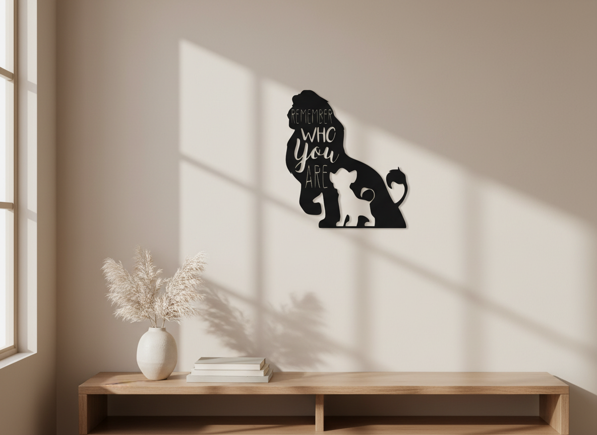 Remember Lion acrylic wall decor in 3mm black acrylic - minimalist nursery wall art