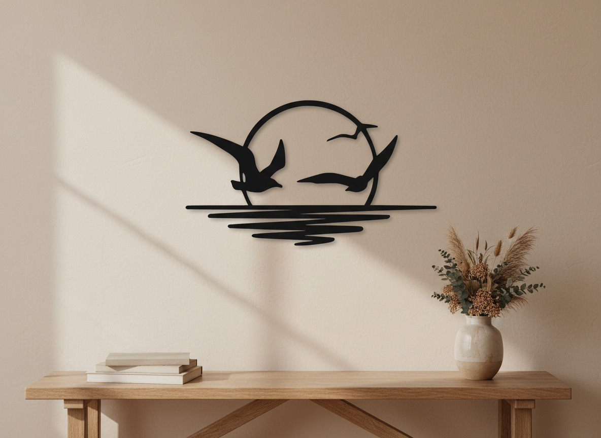 Sunset with Birds Acrylic Wall Art