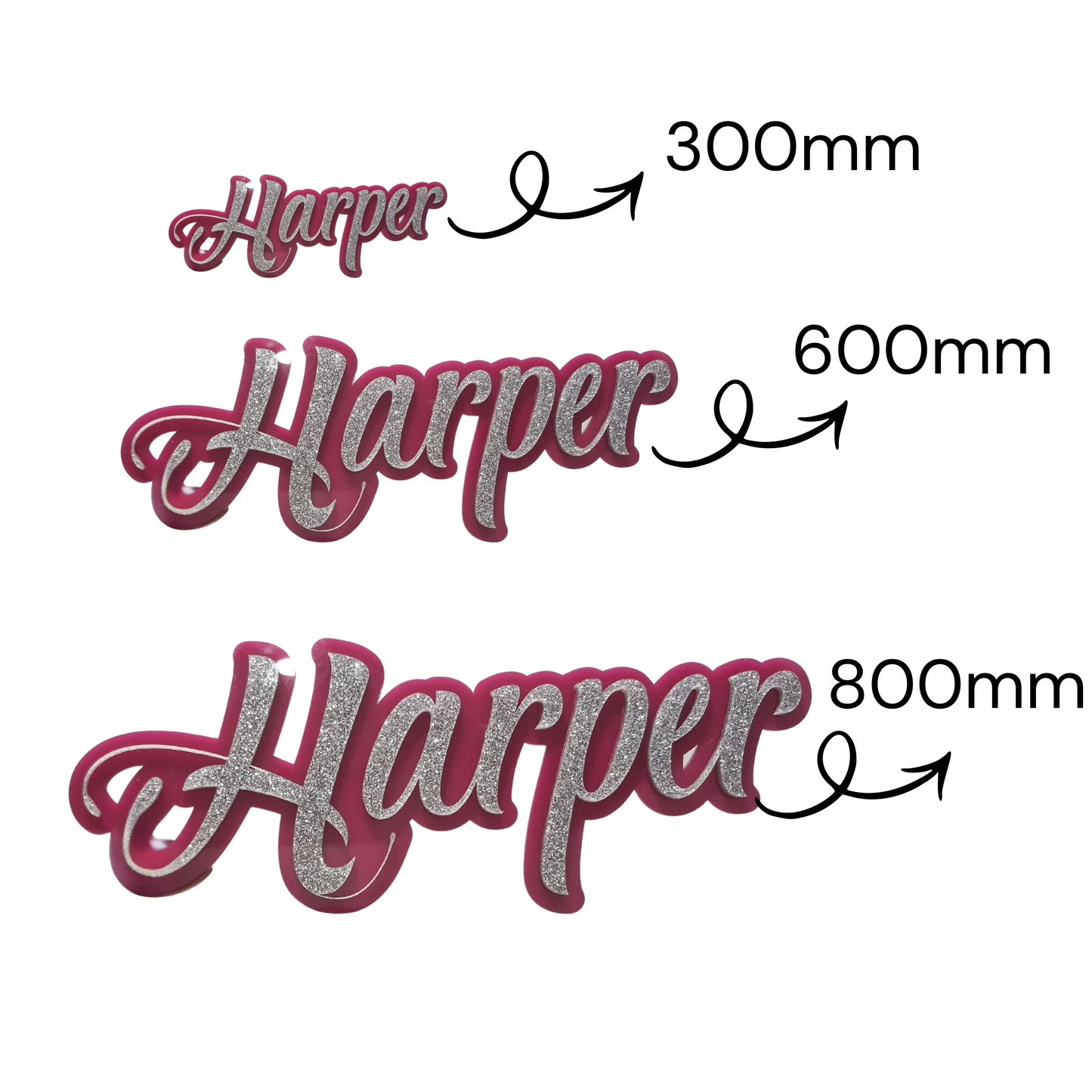Personalised Double-Layer Acrylic Name Sign – Signature Sparkle Layered Style