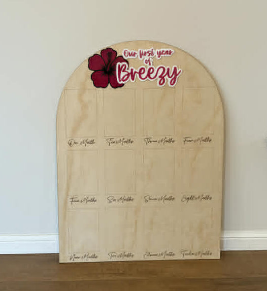 Personalised “Our First Year” Photo Board (Hibiscus Flower Theme)