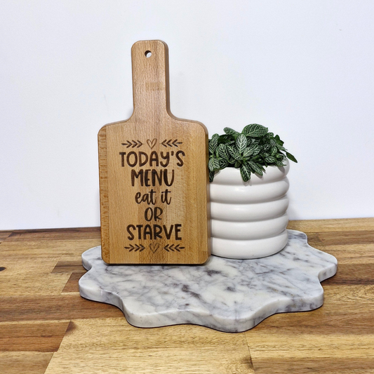 Engraved Bamboo Serving Board - Eat it or starve