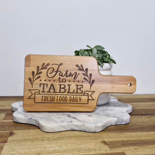 Engraved Bamboo Serving Board - Farm to Table