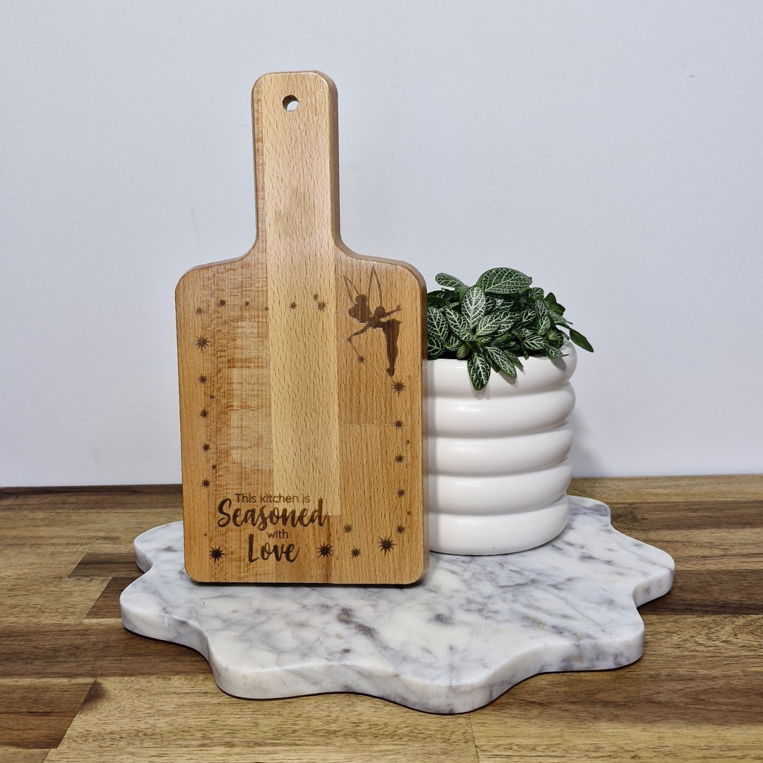 Engraved Bamboo Serving Board- Seasoned with Love