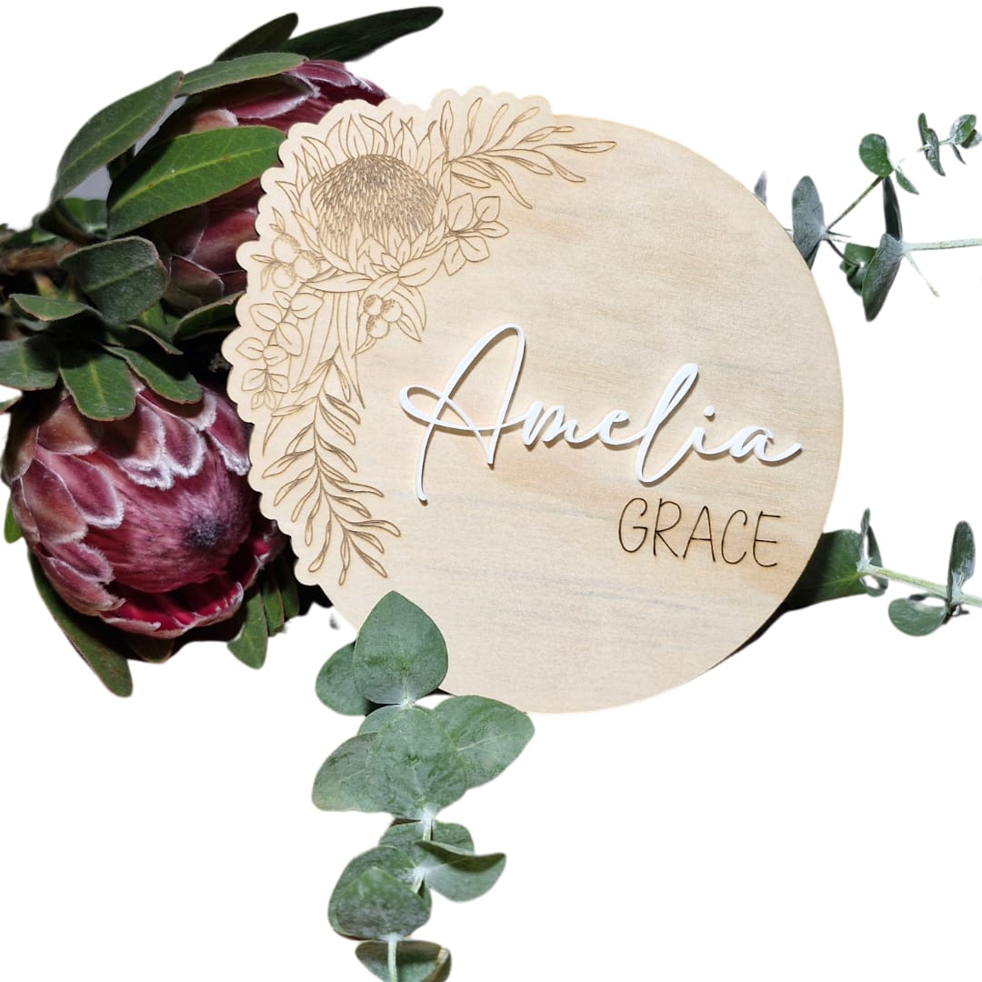 Wooden Personalised Birth Announcement Plaque