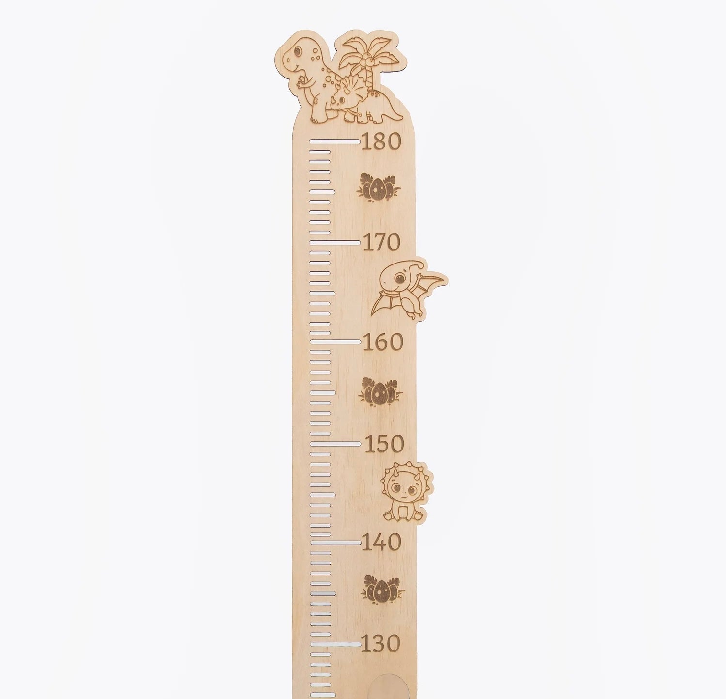 Dinosaur personalised wooden growth chart for children's bedrooms measuring 50 cm–180 cm