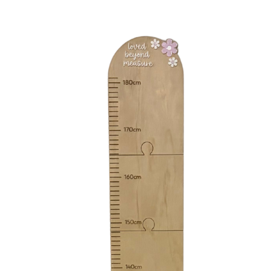 Personalisable Plywood Growth Chart – Daisy “Loved Beyond Measure” (50–180cm)
