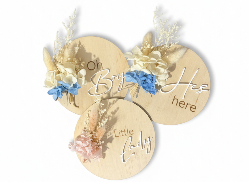 Baby Floral Gender Announcement Discs