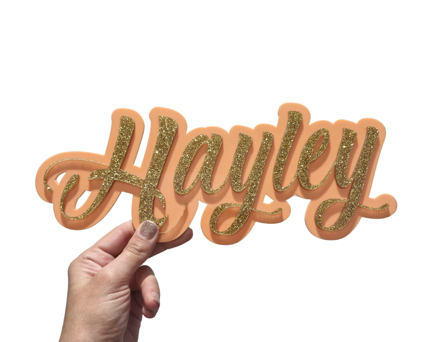 Personalised Double-Layer Acrylic Name Sign – Signature Sparkle Layered Style