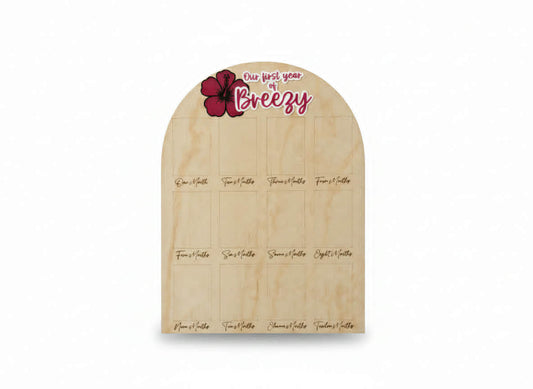 Personalised “Our First Year” Photo Board (Hibiscus Flower Theme)