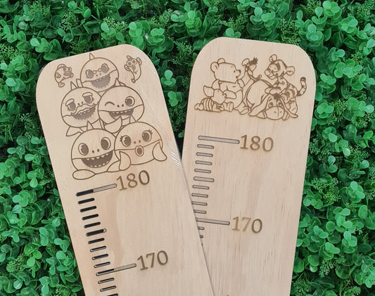 Engraved Plywood Height Chart - Character Themed