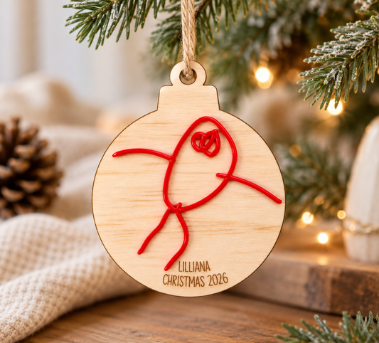 Personalised Child’s Drawing Christmas Bauble | Custom Wooden Keepsake