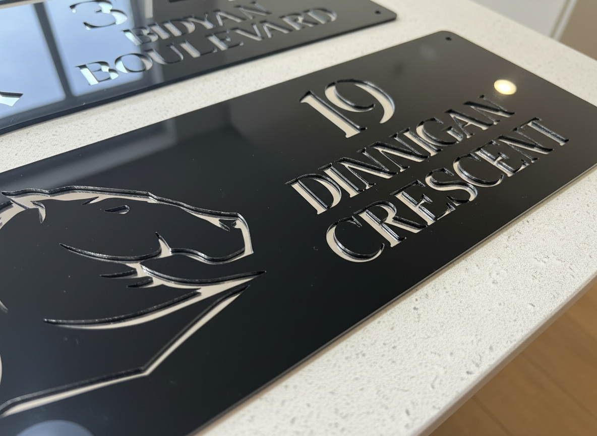 Custom Sporting Icon House Sign (Acrylic) | Personalised House Number & Street Name