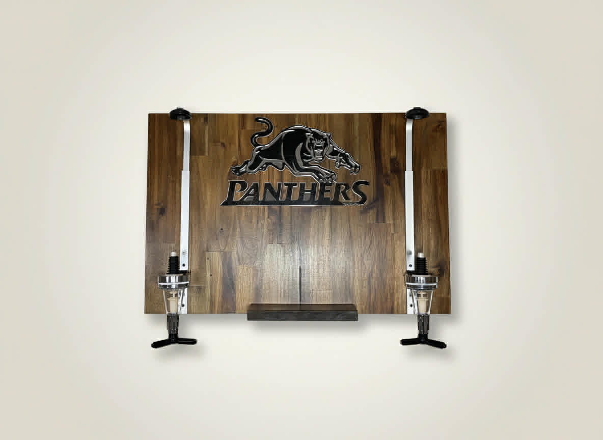 Wall Mounted Spirit Dispenser – Penrith Team | Double Bottle Bar Display (600mm x 400mm)