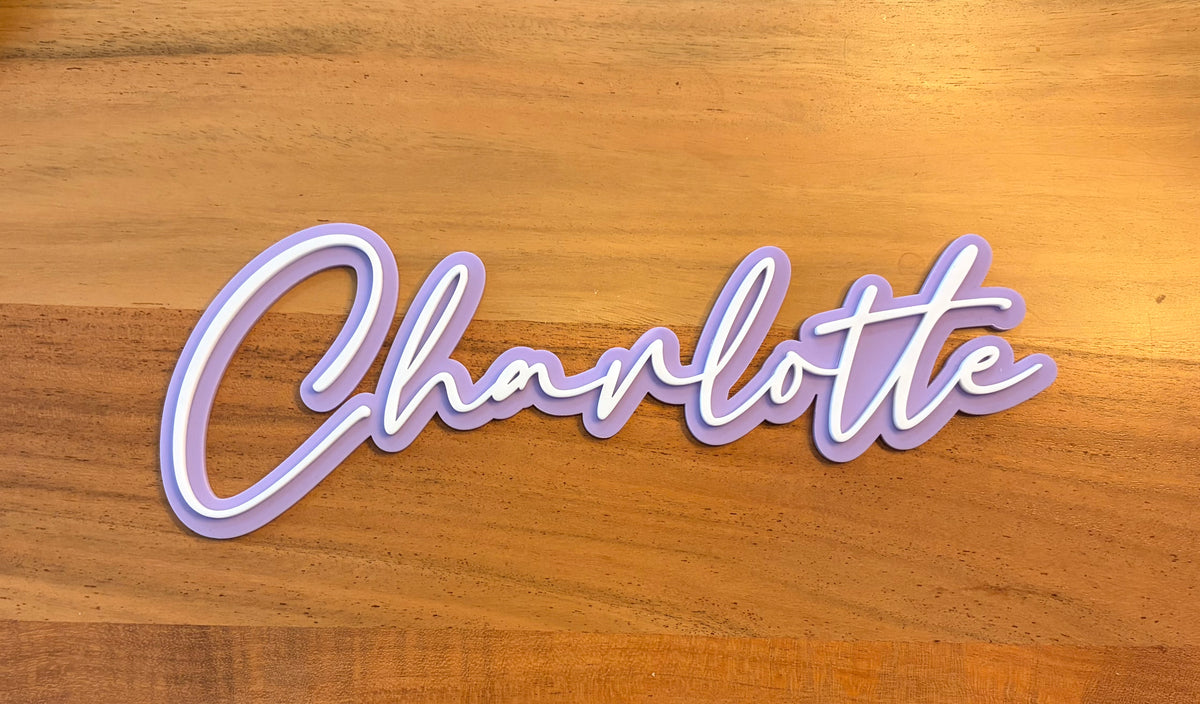 Personalised Layered Acrylic Name Sign – Simple Script | Kids & Nursery Wall Décor