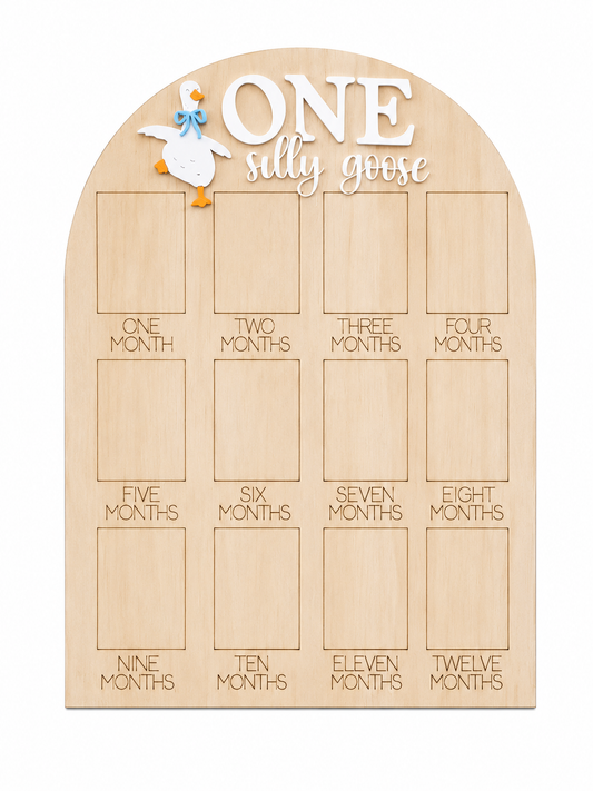 Personalised Silly Goose First Year Photo Board | Wooden Baby Milestone Memory Board | Australian Made