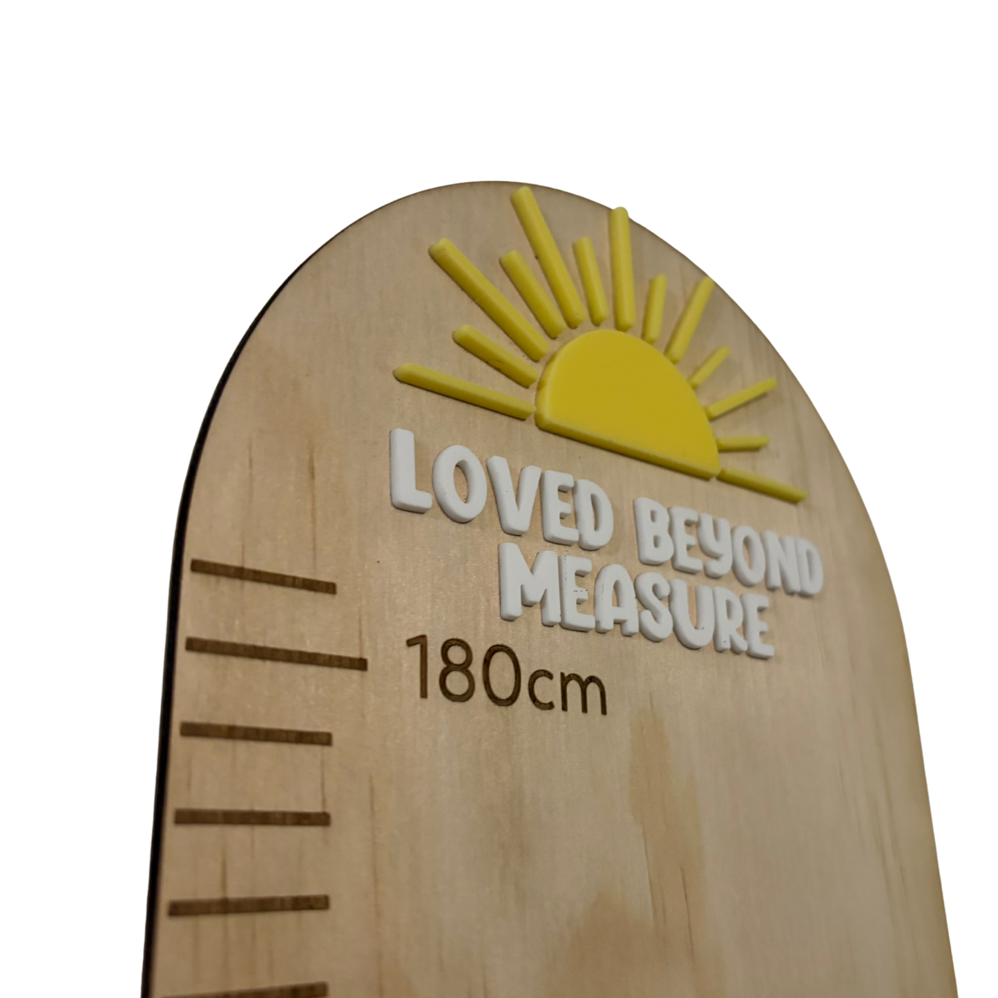 Personalisable Plywood Growth Chart – Sun “Loved Beyond Measure” (50–180cm)