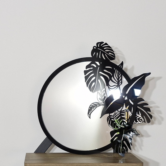 Jungle Leaf Acrylic Mirror – Circular Wall Art