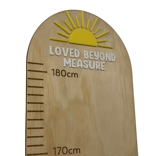 Personalisable Plywood Growth Chart – Sun “Loved Beyond Measure” (50–180cm)