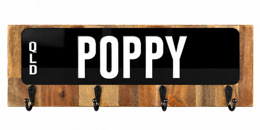 Personalised Number Plate Key Rack – POPPY| Wooden Wall Key Holder