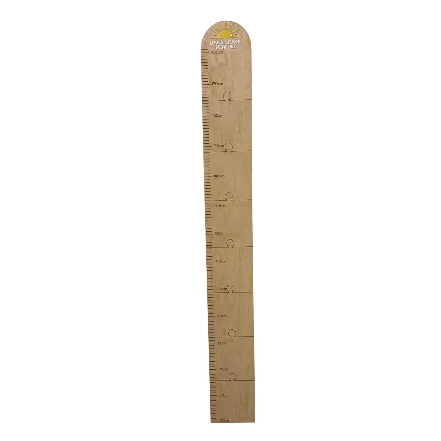 Personalisable Plywood Growth Chart – Sun “Loved Beyond Measure” (50–180cm)