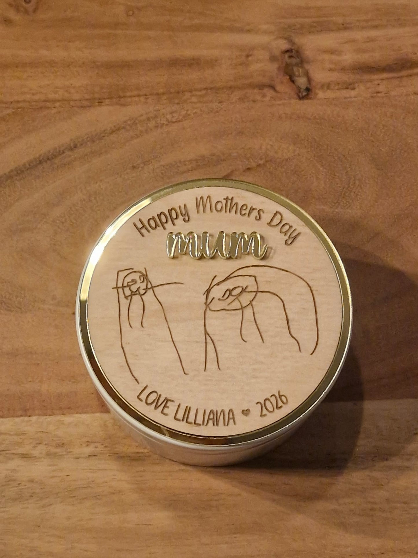 Mother’s Day Candle – Your Child’s Drawing (Custom Engraved Keepsake)