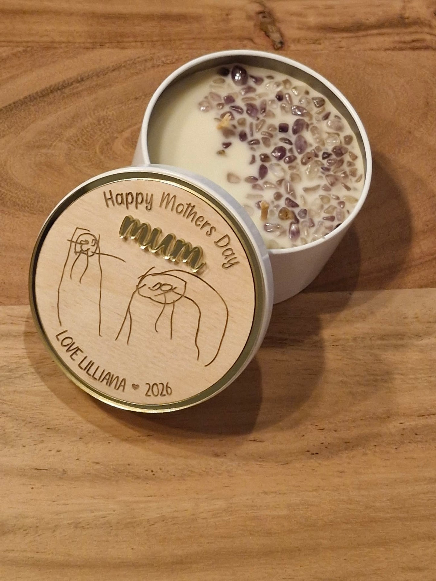 Mother’s Day Candle – Your Child’s Drawing (Custom Engraved Keepsake)