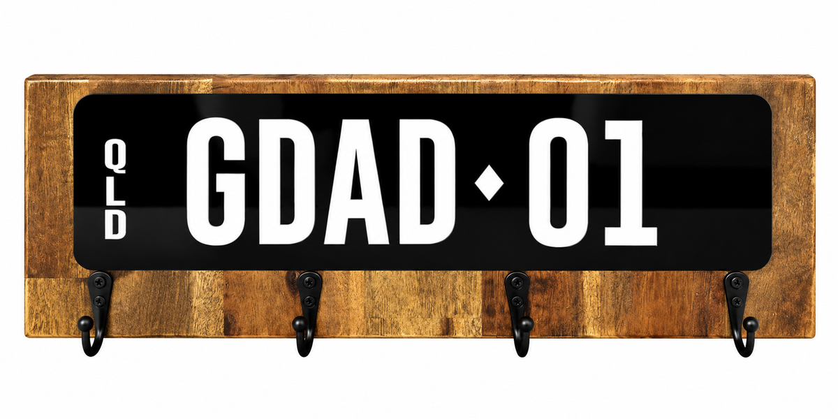 Personalised Number Plate Key Holder  – GDAD-01 | Wooden Wall Key Holder