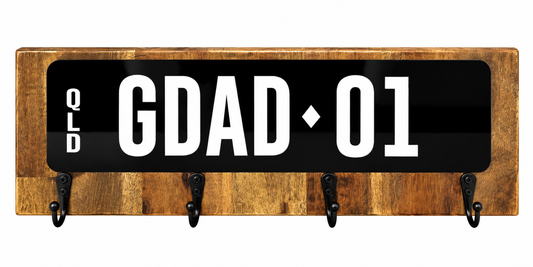 Personalised Number Plate Key Holder  – GDAD-01 | Wooden Wall Key Holder