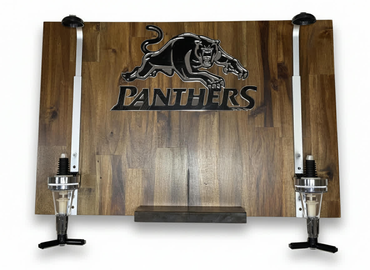 Wall Mounted Spirit Dispenser – Penrith Team | Double Bottle Bar Display (600mm x 400mm)