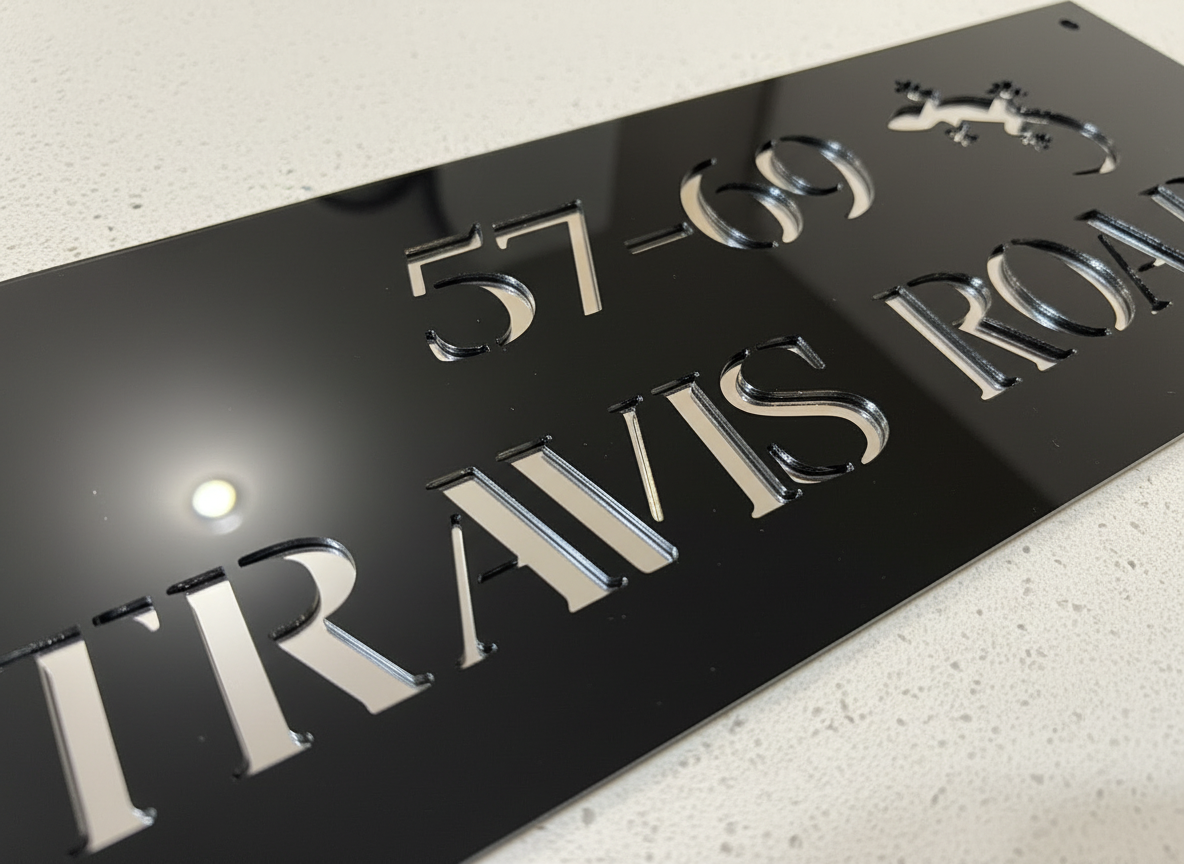 Personalised Gecko House Sign (Acrylic) | Custom House Number Plaque