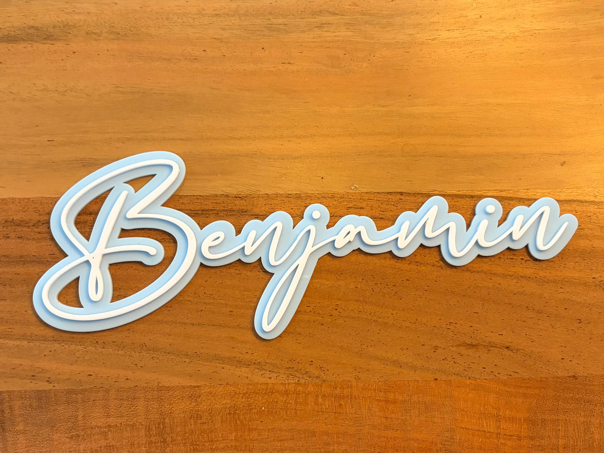 Personalised Layered Acrylic Name Sign – Simple Script | Kids & Nursery Wall Décor