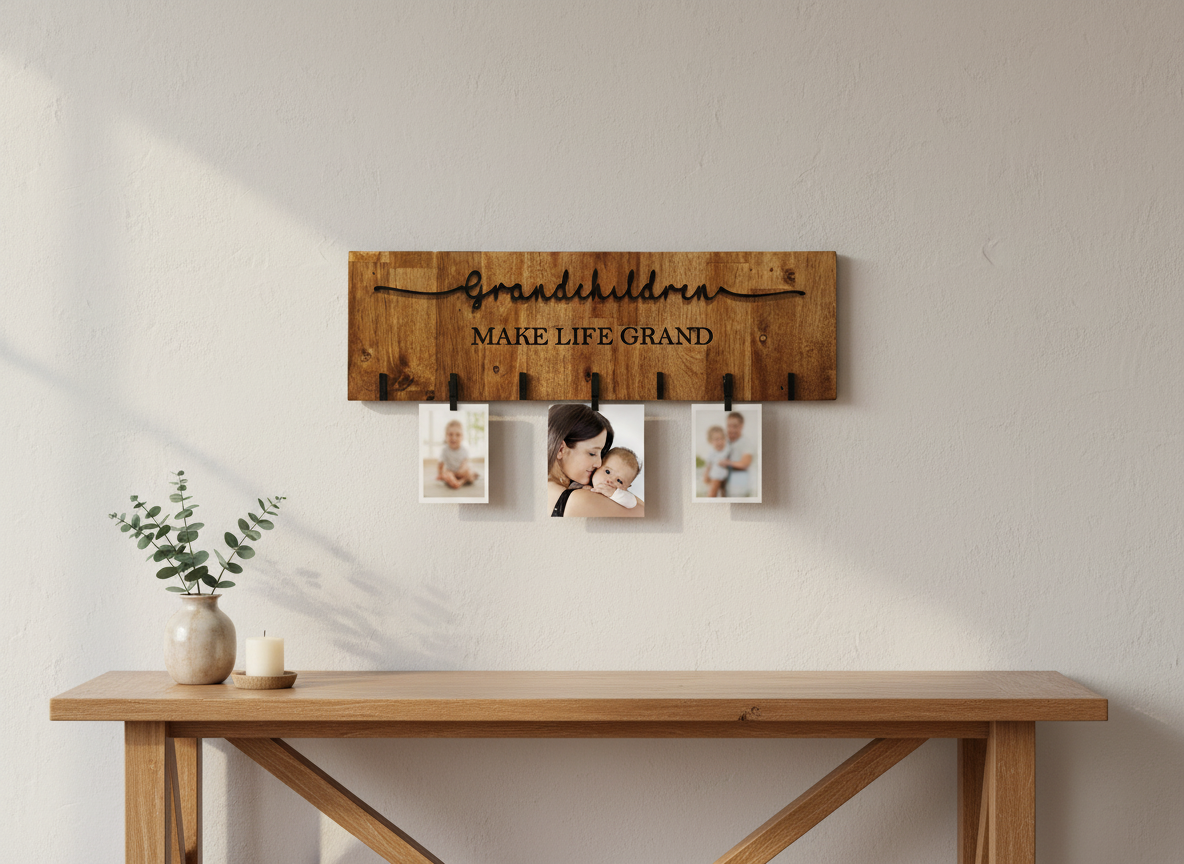 Grandchildren Brag Board – Acacia Hardwood Photo Display