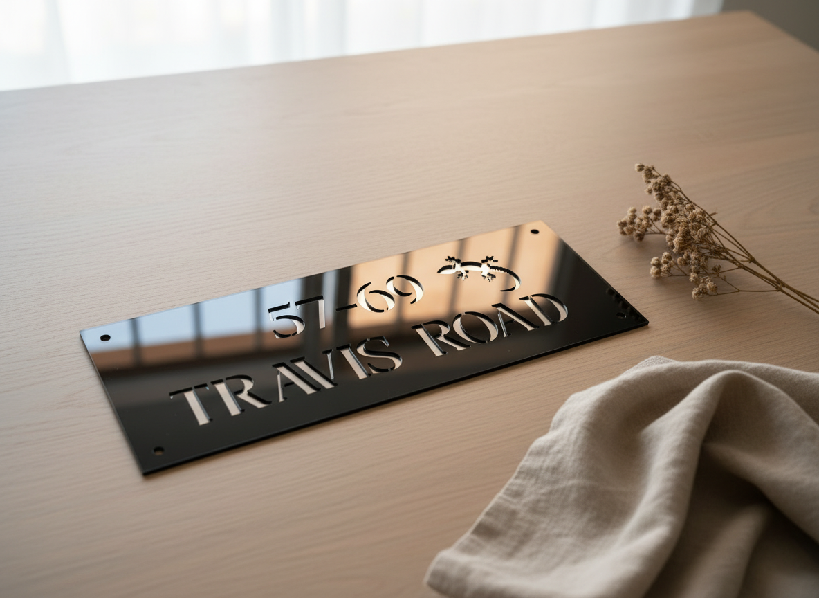 Personalised Gecko House Sign (Acrylic) | Custom House Number Plaque