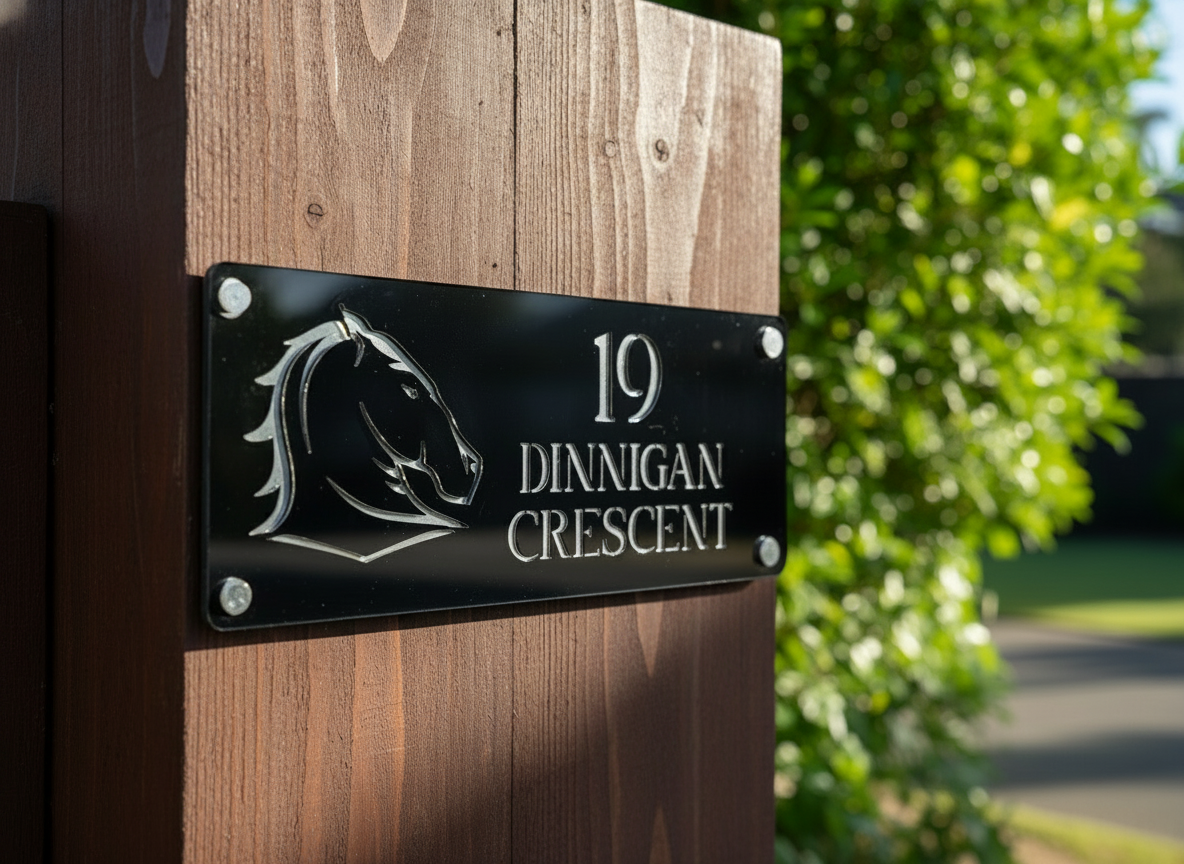 Custom Sporting Icon House Sign (Acrylic) | Personalised House Number & Street Name
