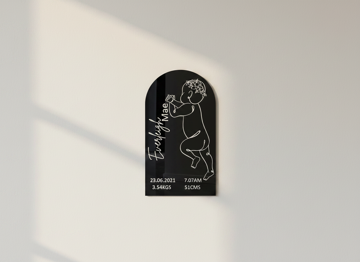 Acrylic 1:1 Scale Baby Birth Plaque