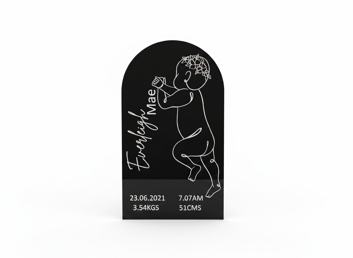 Acrylic 1:1 Scale Baby Birth Plaque