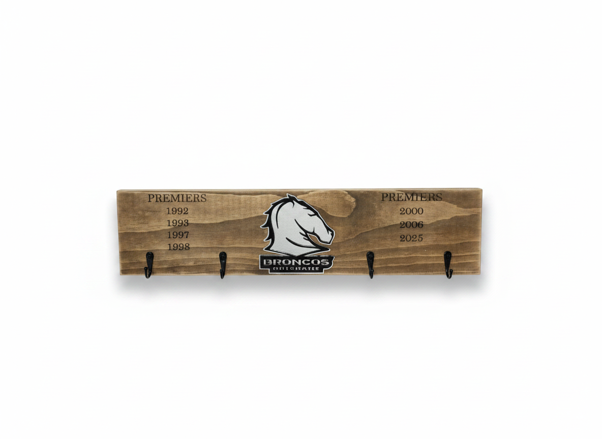 Large NRL Premiership Keyholder – BRISBANE | Handmade Timber | Pelican Designs